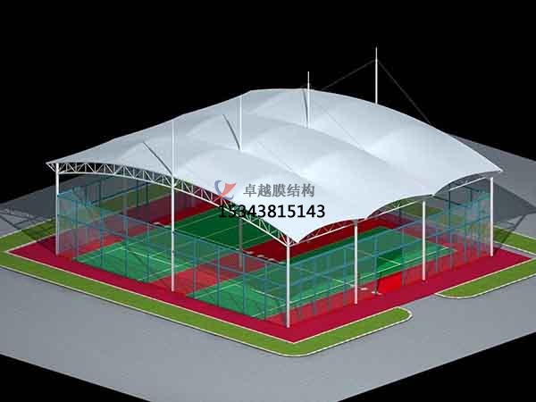 遼陽網球場膜結構頂蓋/籃球場屋頂/門球場雨棚安裝